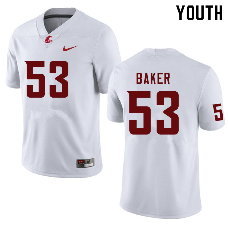 Youth #53 Ricky Baker Washington State Cougars College Football Jerseys Sale-White